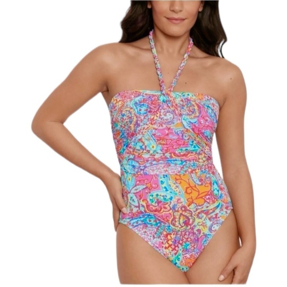 Lauren Ralph Lauren | Amara Patchwork Goddess Paisley One-Piece Swimsuit - Picture 1 of 14